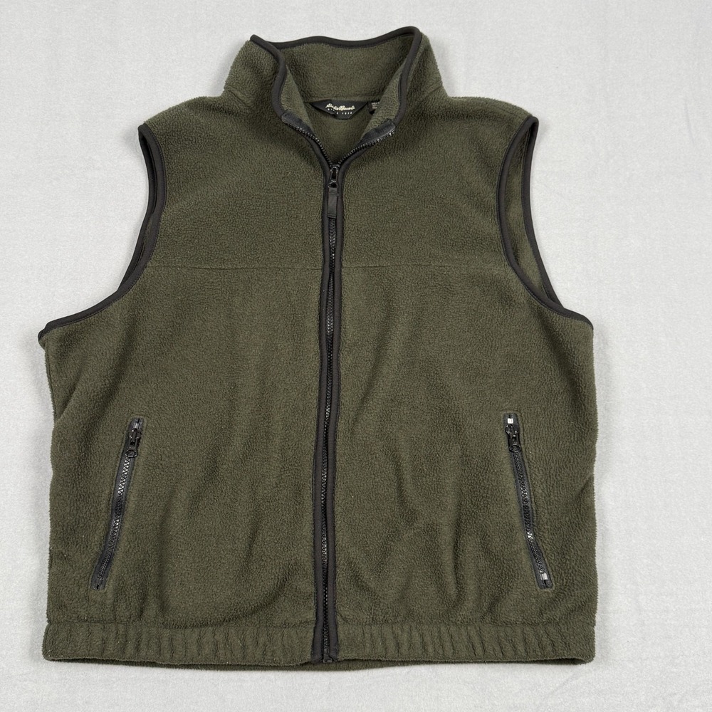 Men's Eddie Bauer Vest Green Polartec‎ Full Zip Fleece with Pockets Size Large